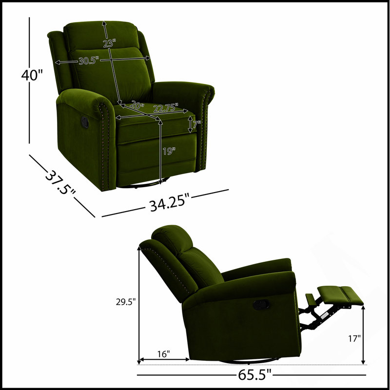 Fauteuil inclinable et pivotant à 360 ° avec dossier réglable pour un salon et une chambre de bébé, Vert