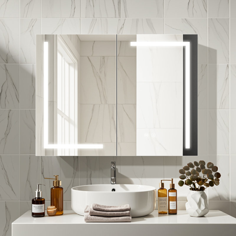 Metro Lane 80mm W 60mm H Wall Mounted Required Frameless Medicine Cabinet Mirror 3 Adjustable