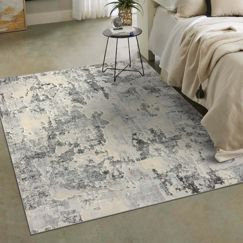 Tapis bleu / gris / sauge Presswood, Rectangle 8 pi x 10 pi