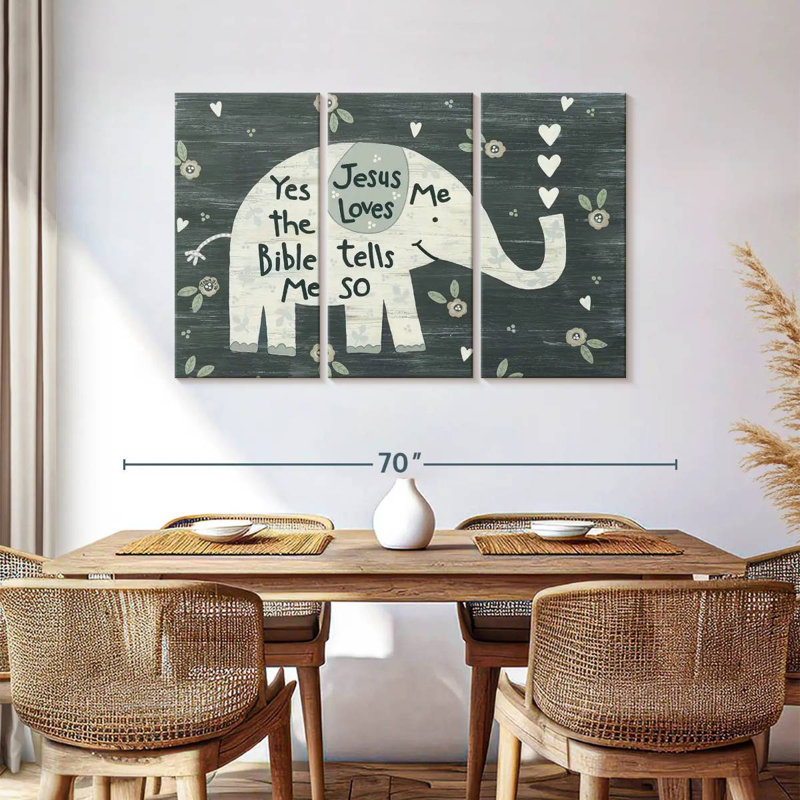 Tergel Jesus Loves Me Elephant, H 36 po x l 57 po