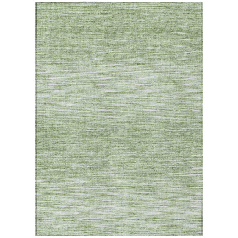 HomeRoots 5' X 8' Artichoke Green And Green Abstract Washable Indoor Outdoor Area Rug