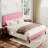 Sebria Bed Frame with Velvet Upholstered Square Design Headboard Platform Bed with Strong Wood Slats-1899001838-1899001810