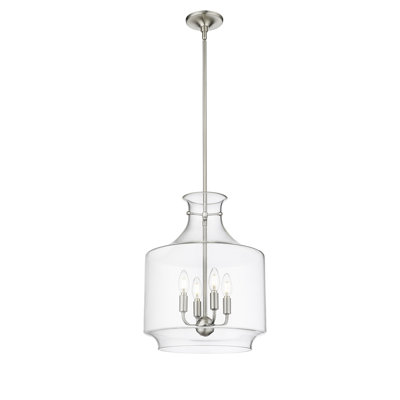 Luminaire suspendu 4 lumières en or moderne avec abat-jour en verre transparent Ivy Bronx Rigell