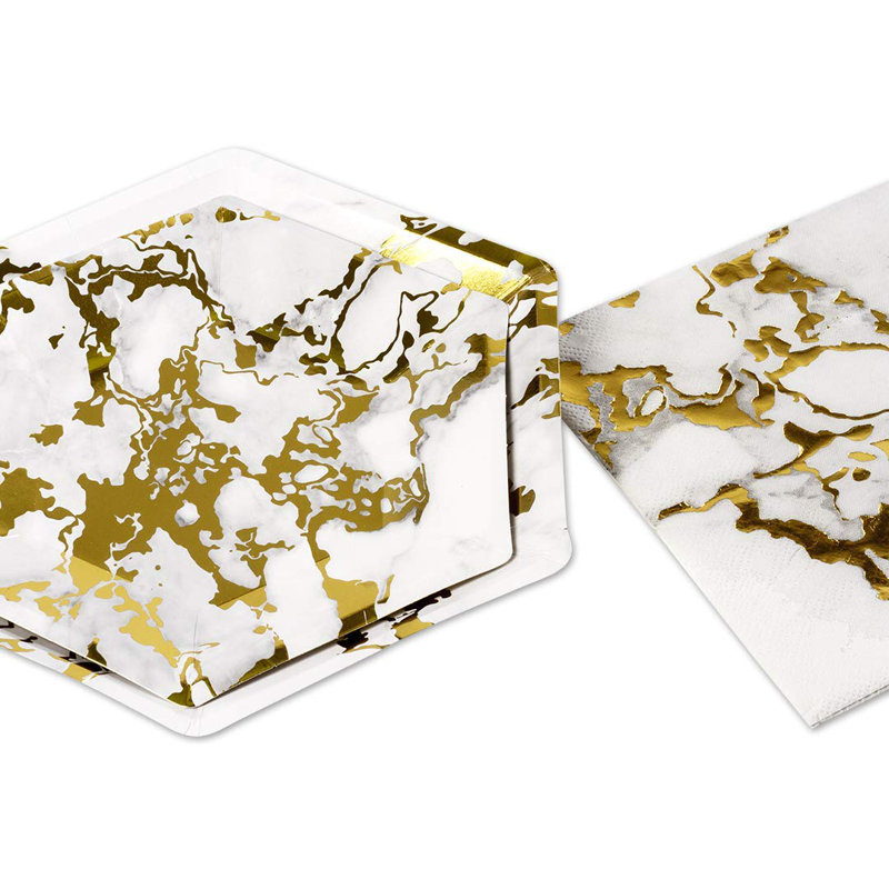 Assiettes et serviettes jetables en papier vaisselle 3 pièces