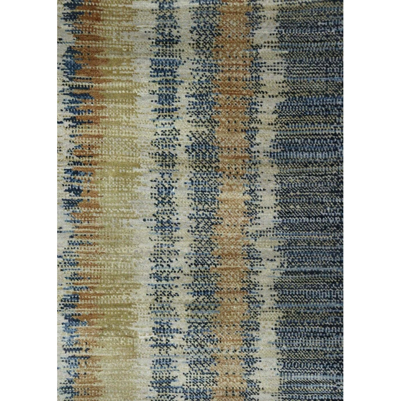 Striped Area Rug in Navy/Copper/GrayIvory, Rectangle 10'1" x 14'2"