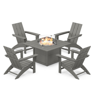 Ensemble de conversation moderne 5 pièces Adirondack avec foyer