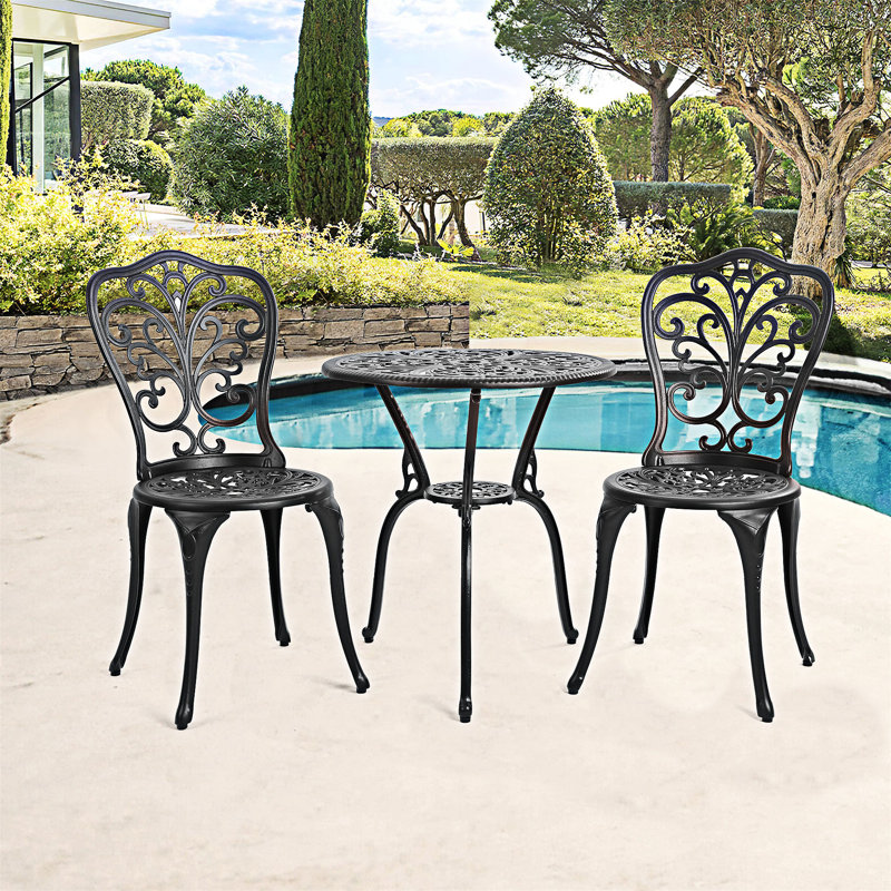 Ensemble bistro 3 pièces pour patio extérieur, Black