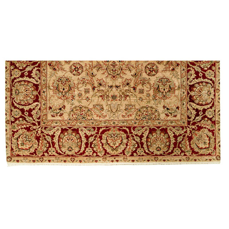 Tapis oriental en laine noué à la main or / ivoire / rouge