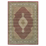 10'x14'3" Crabby Apple Red Shiny Wool Tabriz with Hand Knotted All Over Mahi Design Rug