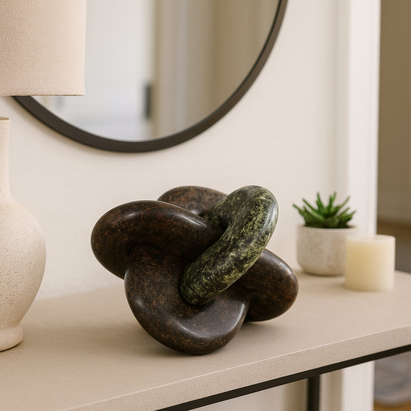 Sculpture en marbre moderne l 6 po Emilien, Vert