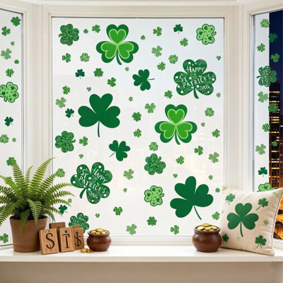 St. Patrick’s Day Window Clings, 109-piece Shamrock Window Stickers For Glass Windows, Reusable Static Cling Decorations For Home, Classroom, Party Decor