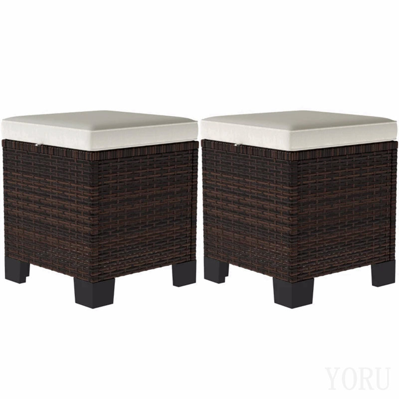 Ensemble de 2 repose-pieds d'extérieur beige, Beige