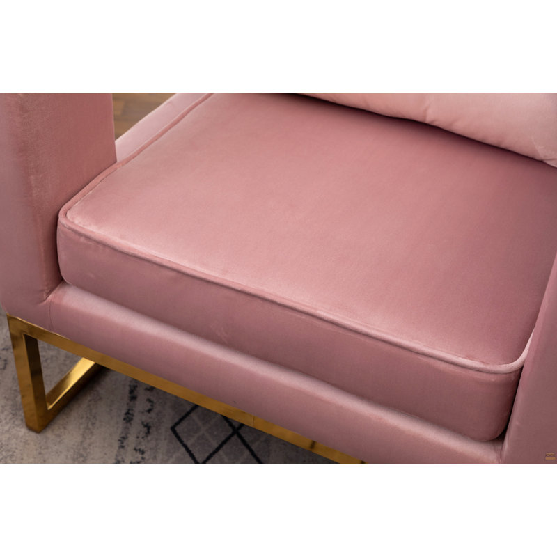 Fauteuil d'appoint contemporain rembourré, rose, Rose