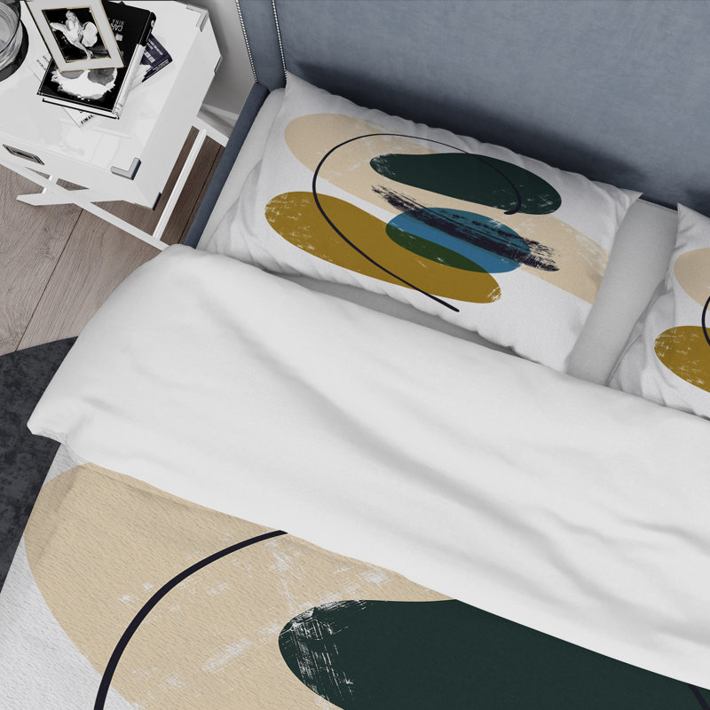 Ensemble de housse de couette en microfibre bleu / brun, Housse de couette pour grand lit et 2 taies décor