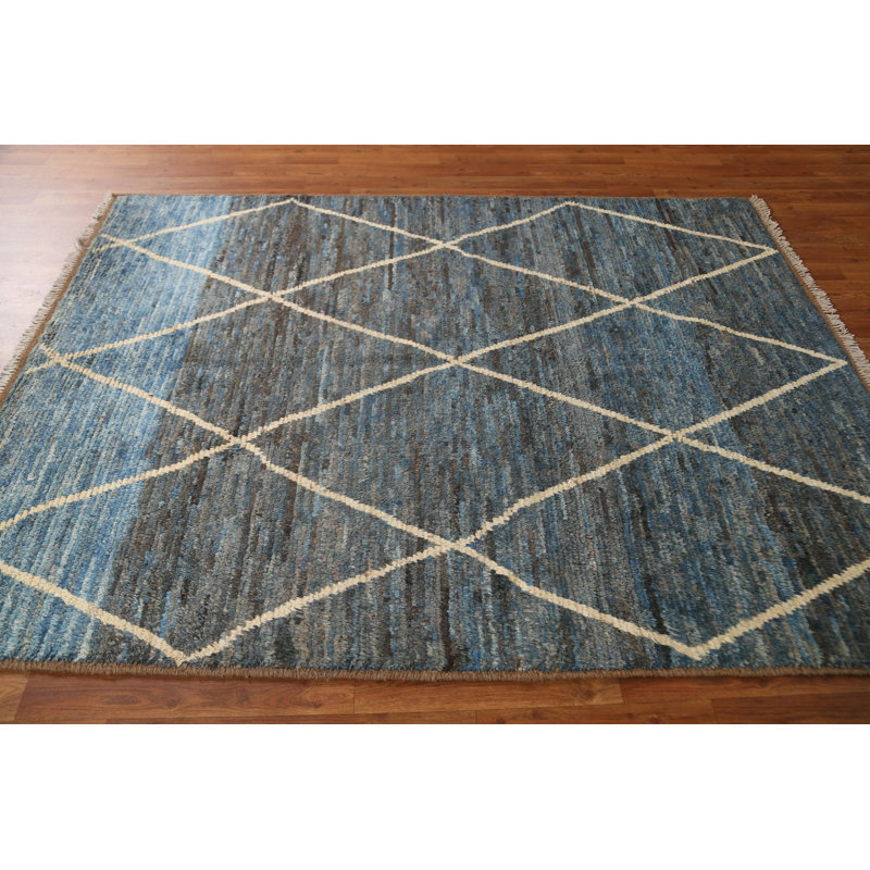 Tapis bleu marocain oriental fait à la main 5 x 7