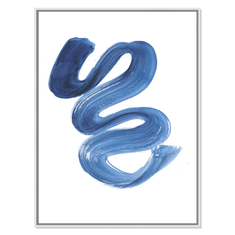 Slinky Indigo II by Filippo Ioco, 41.5" H x 31.5" W x 2" D, White Framed Canvas