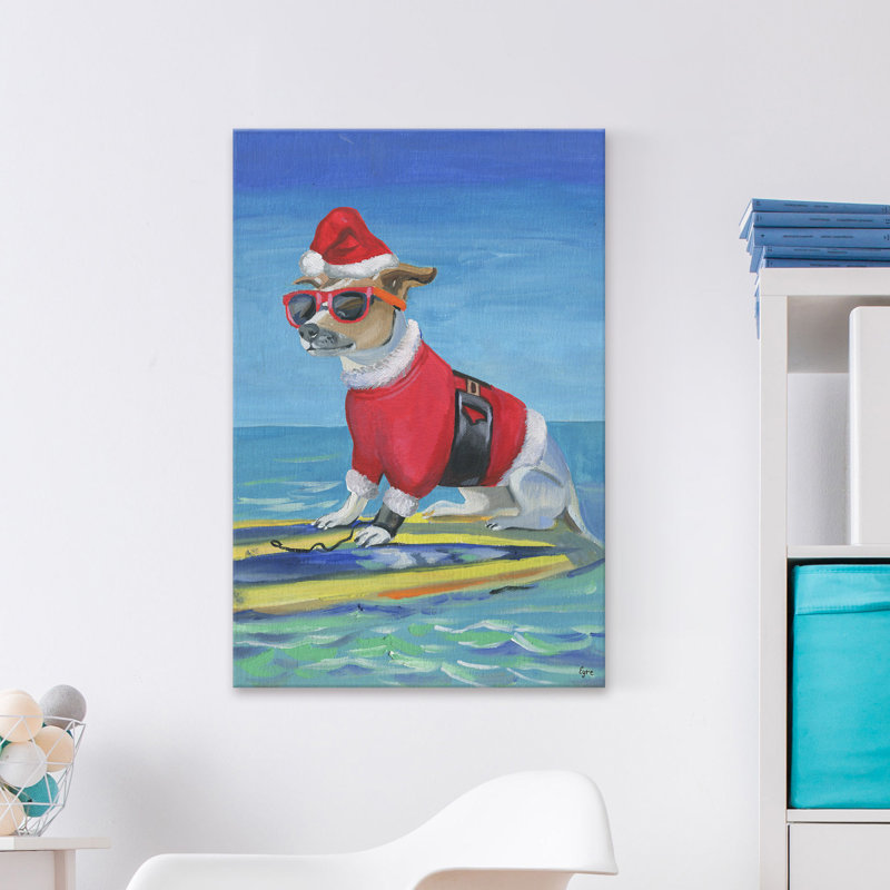« père noël on the water », reproduction d’art sur toile tendue, 18" H x 12" L x 1,5" D