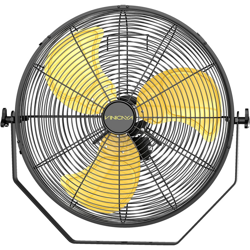 20 in, 3-Speed Black Indoor Industrial Wall Mount Fan with 180° adjustable tilt for Warehouse/Workshop/Garage.