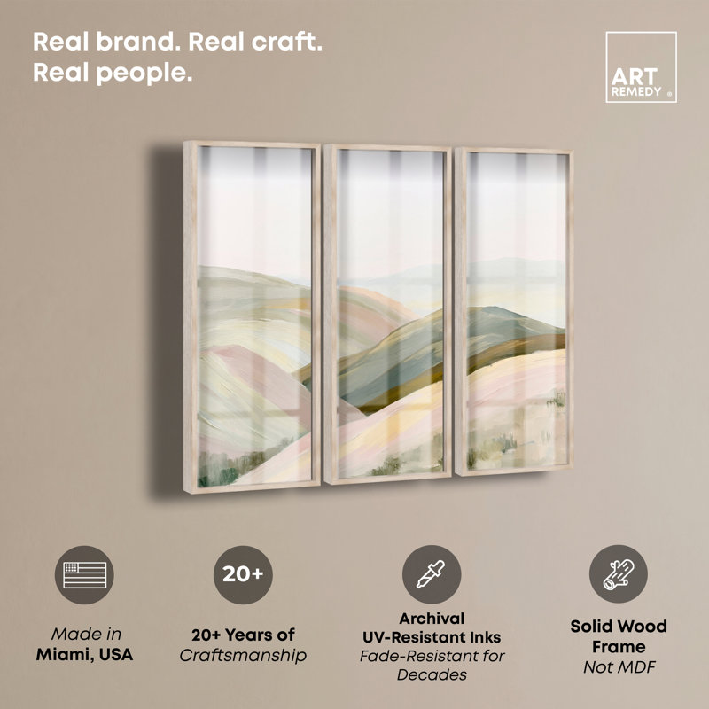 «Twilight Hills Shadowbox» par Caroline Remedy, ensemble de 3, Cadre blond