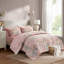 Ensemble de literie à imprimé floral 7 pièces, collection d'inspiration vintage, rose, format King californien-136115267-136115265