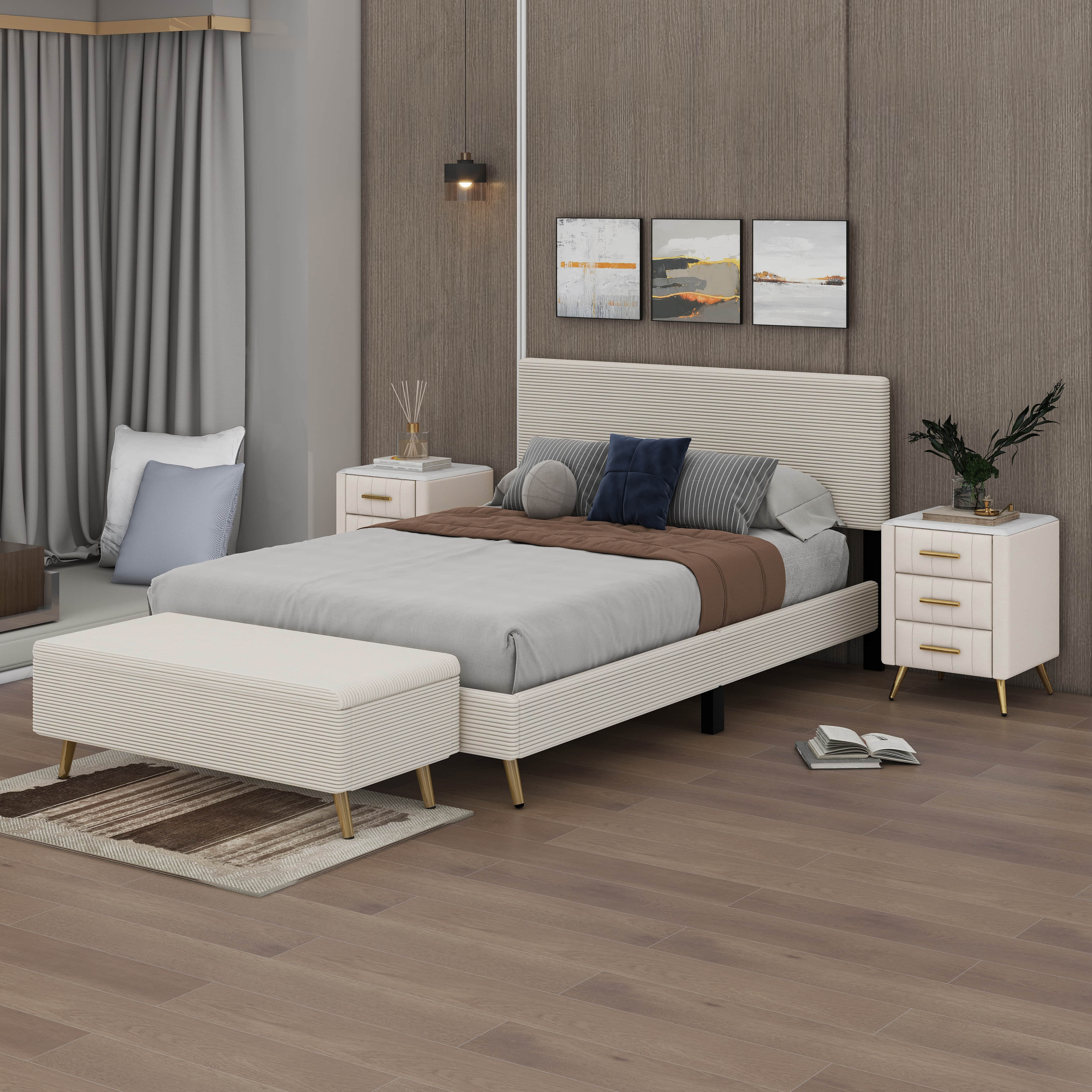 Latitude Run® Almaz 4 Pieces Bedroom Sets Queen Size Upholstered Bed