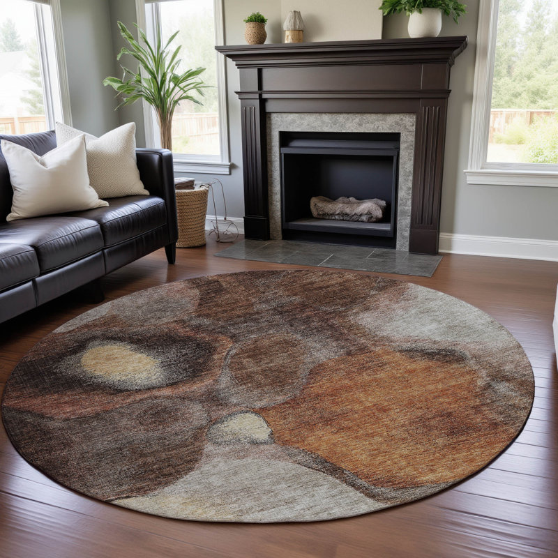 Premium Machine Washable Lyndhurst AMF1177 Modern Rug, Rond 8 pi
