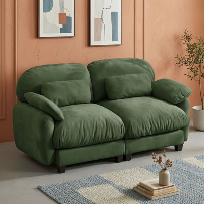 Canapé modulable 2 places en chenille avec assises profondes, mousse haute densité et coussins lombaires