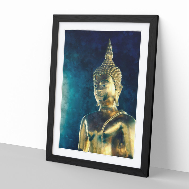 Buddha Statue Vol.6 - Picture Frame Painting, 36cm H x 27cm W x 2cm D, Black