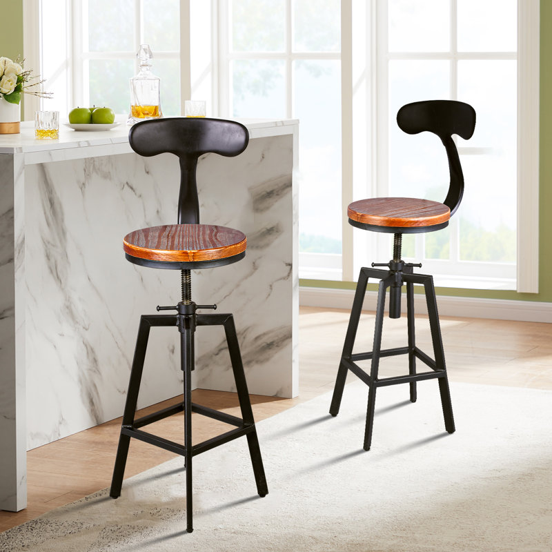 Tabouret pivotant en bois massif Heathfield, Brun