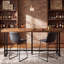 Table de bar en bois massif de 200 cm (78,74 po) avec structure en métal, plateau en bois de style industriel, table haute rustique pour bar ou cuisine.