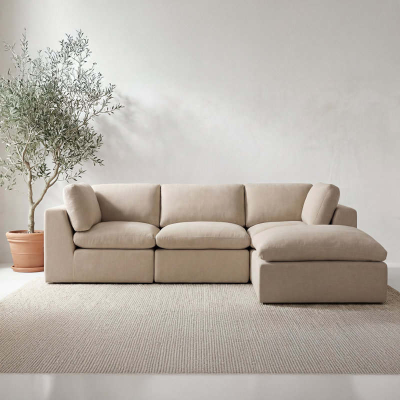 Cates Lounge Modular Sectional Pebble, Beige Polyester