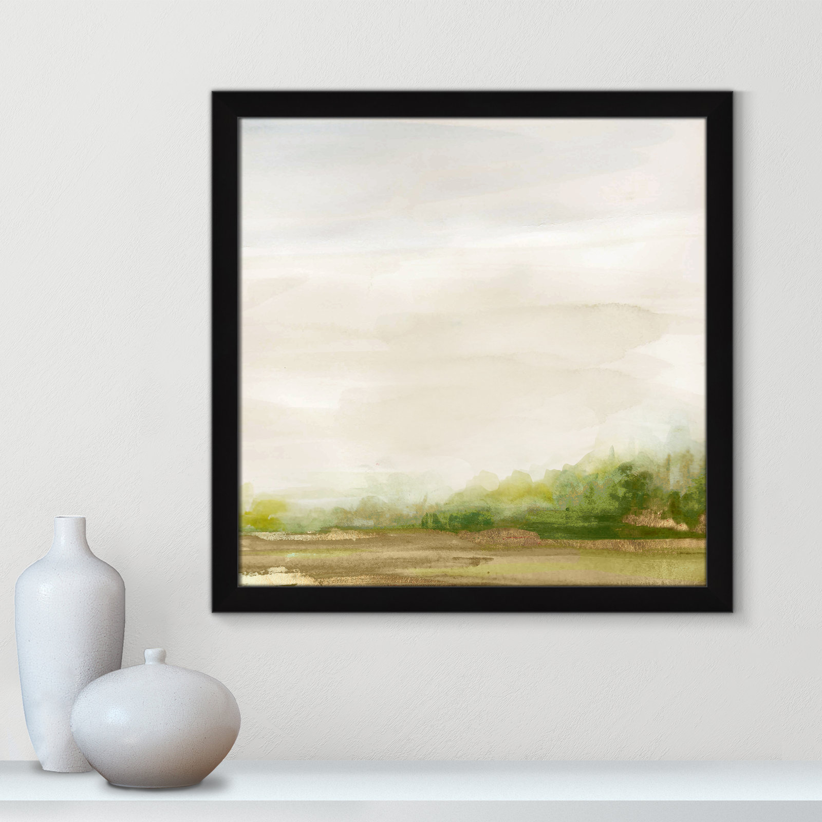 Icarus "Evening Stroll" Painting, Black Framed, 24.5" H x 24.5" W x 1.12" D