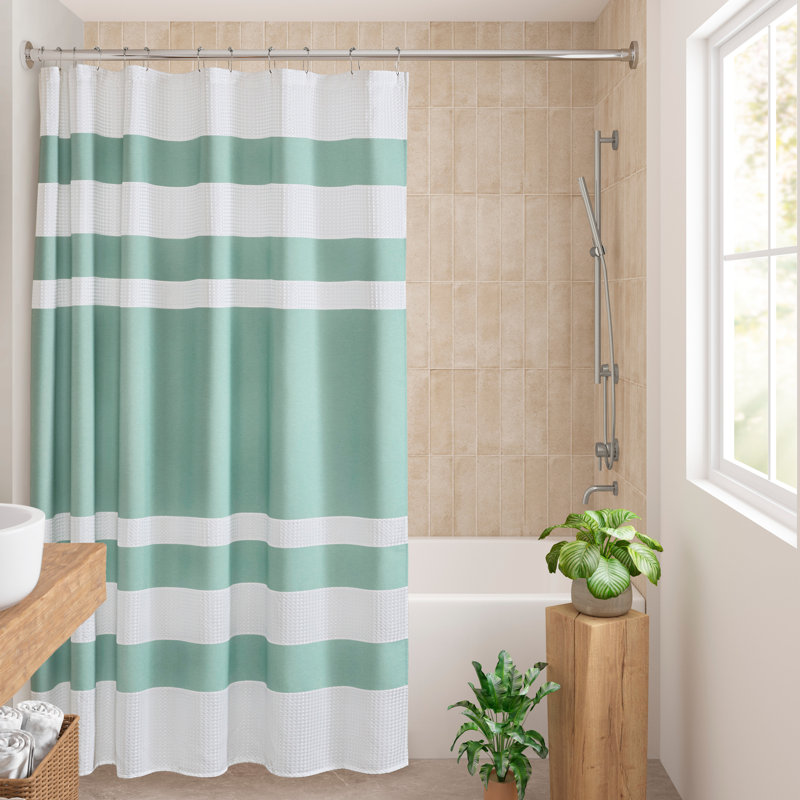 Rideau de douche gaufré de type spa avec traitement 3M, Turquoise, H 72 po x l 72 po