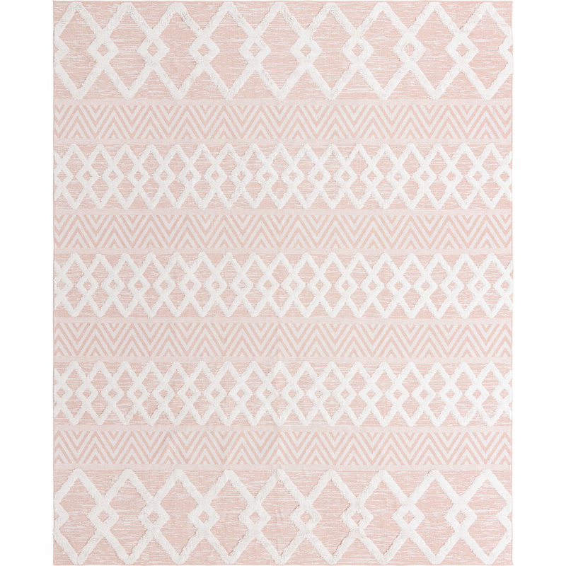 Tapis contemporain Jordalier de couleur rose, Tapis de couloir 2 pi 3 po x 6 pi