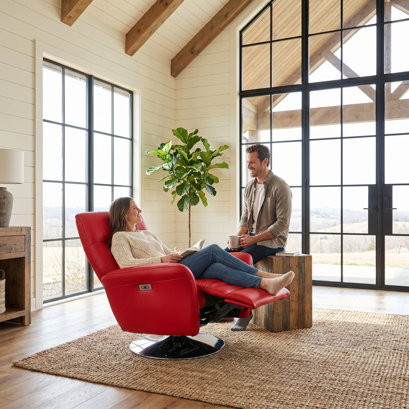 Fauteuil inclinable électrique pivotant de 320 degrés en cuir italien Eclipse, Rouge