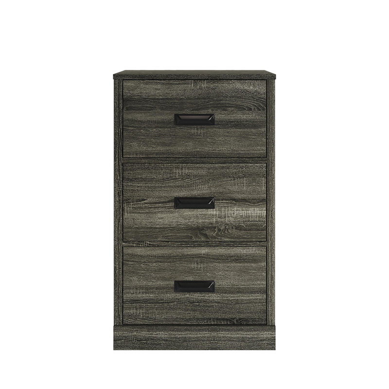 Armoire 3 tiroirs en blanc, Gris foncé