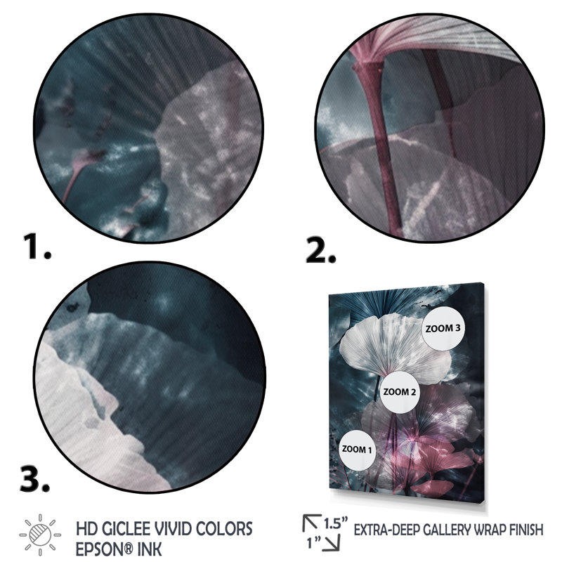 Feuilles de ginkgo tropical I - impression, Cadre photo noir, H 20 po x l 12 po x P 1 po