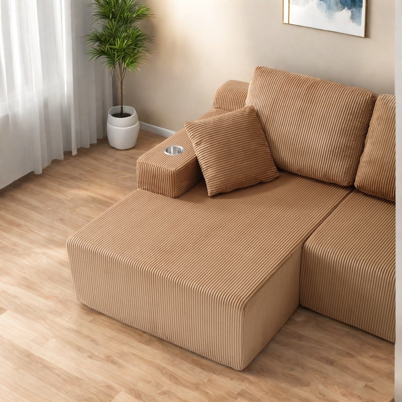 Canapé modulaire en U en velours côtelé 130 pouces Compression