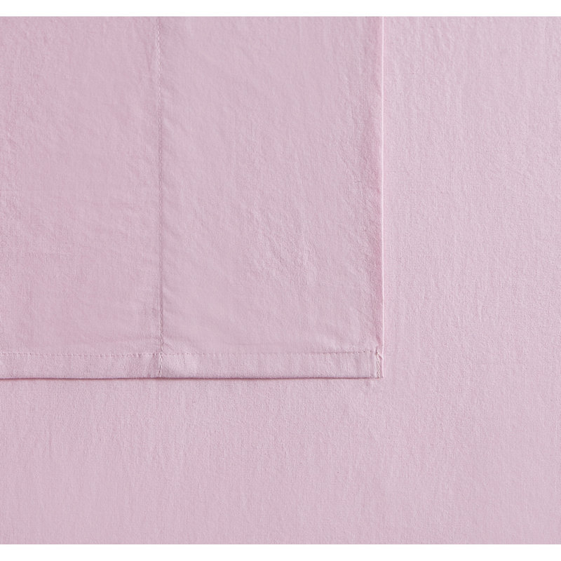 Queen Pink Cotton Percale Sheet Set with Pillowcases