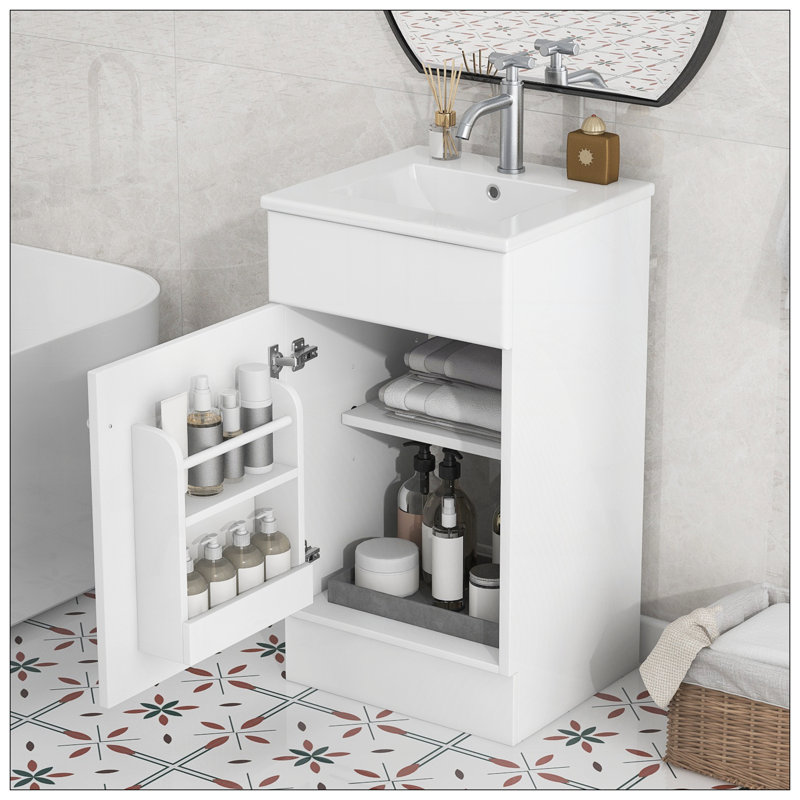 18" Bathroom Vanity with Sink, White