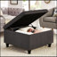 Grand repose-pieds carré avec rangement et pieds en bois, table basse capitonnée à boutons pour des espaces de vie élégants-745409984
