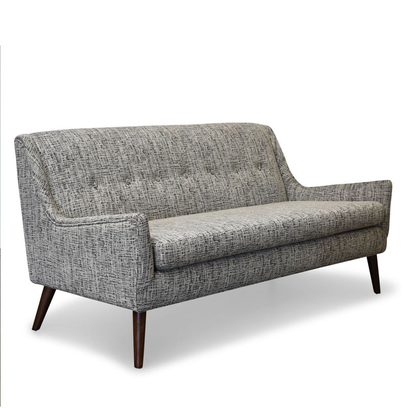 Angela Love Seat, Button Tufting, Silver