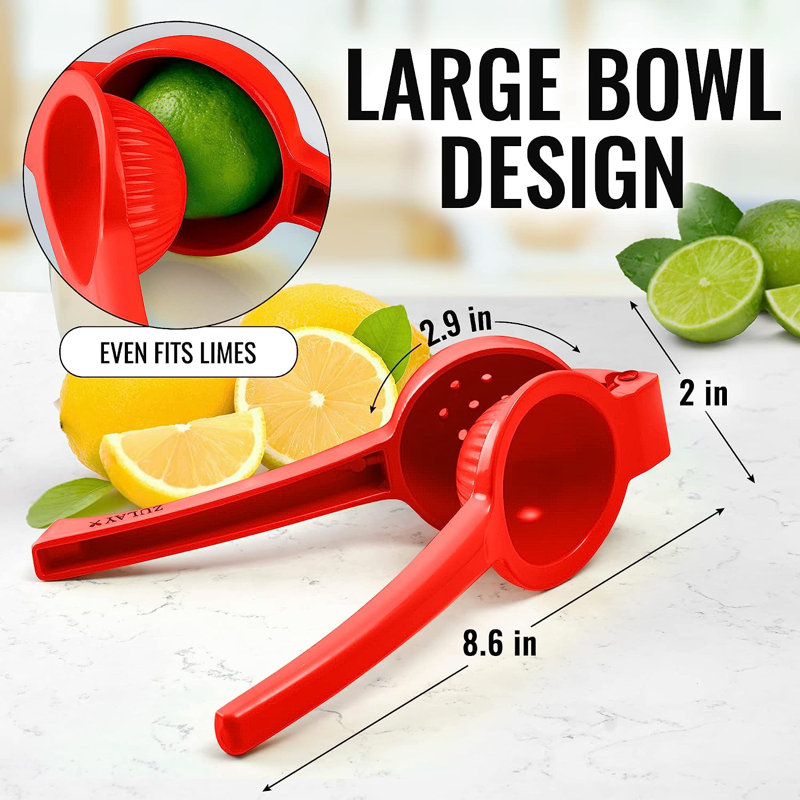 Red Aluminum Manual Citrus Juicer with Ergonomic Handle