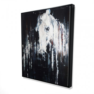 "Cheval abstrait sur fond noir" sur toile