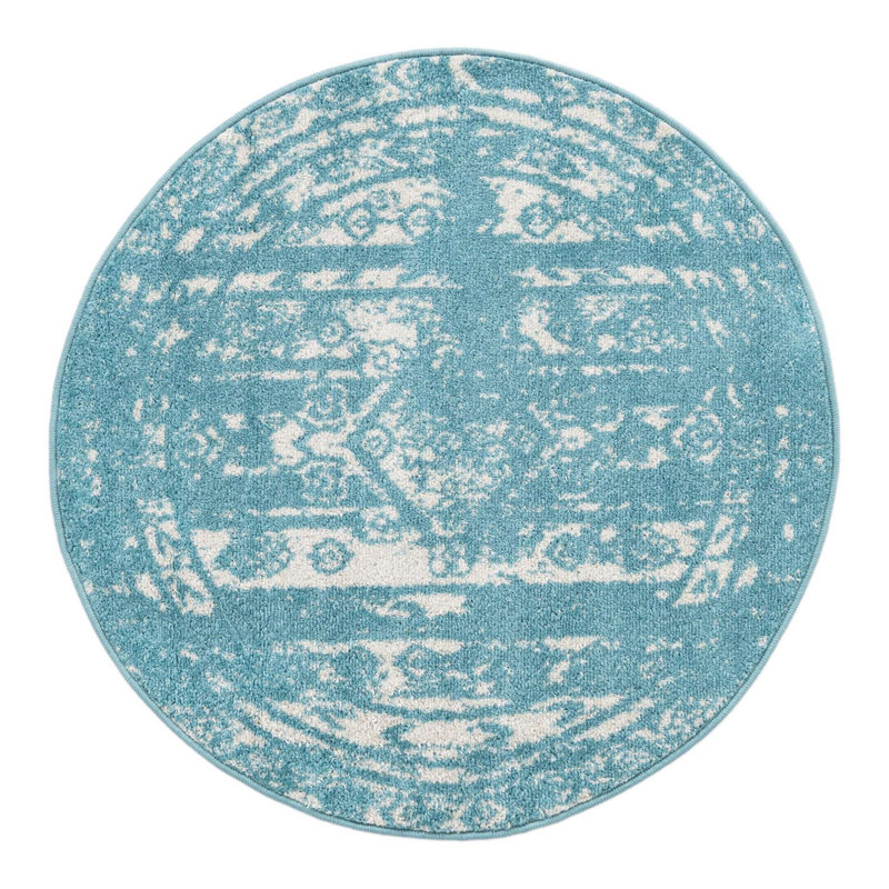 Tapis Lennon bleu clair, Rond 3 pi 1 po