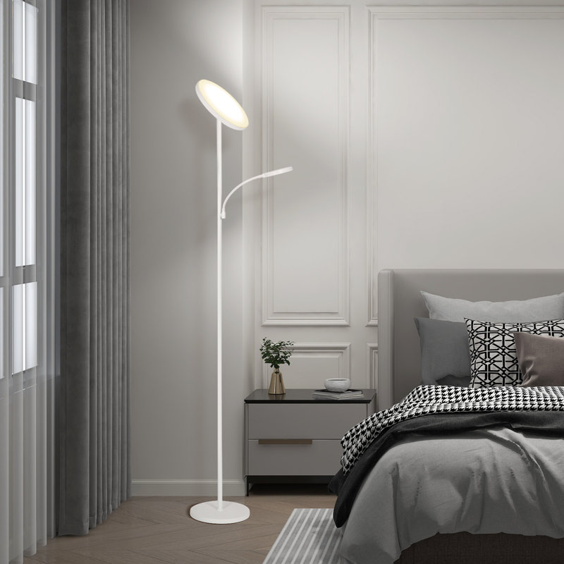 Lampe sur pied moderne et simple avec télécommande - blanc