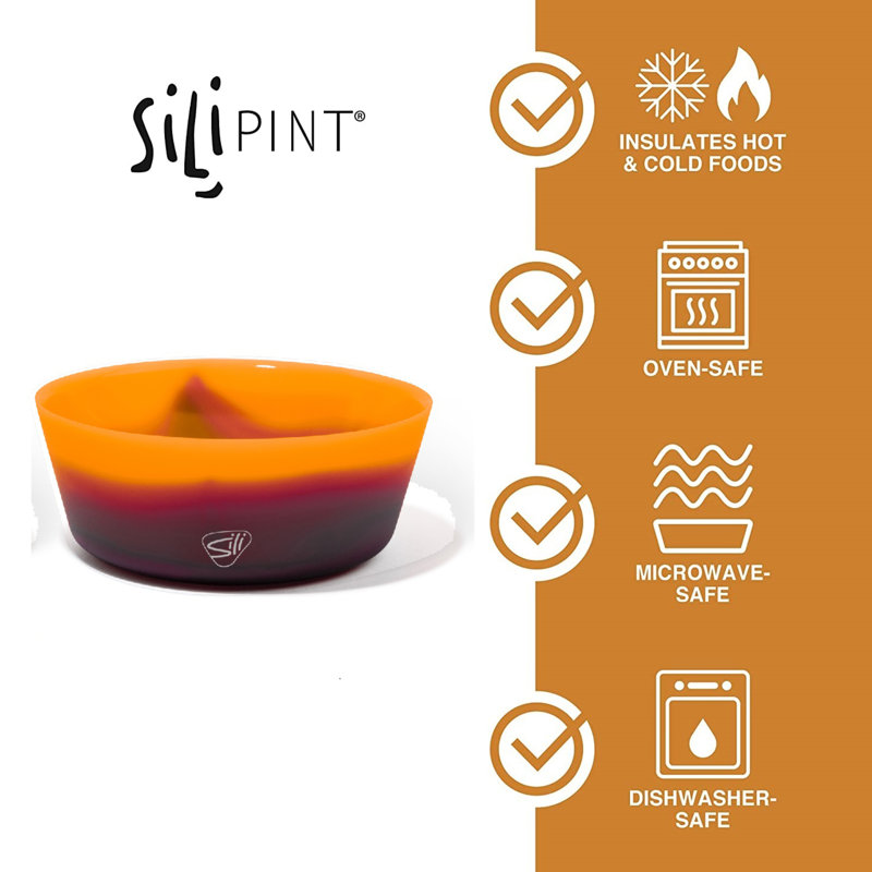 Silipint: Ensemble de 2 en silicone 18 oz Squeeze-A-Bowl: Sun Storm - micro-ondable, flexible, incassable, antidérapant, facile à saisir