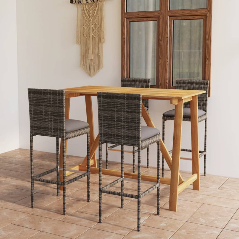 Ensemble de bar et tabouret de jardin d'extérieur gris et anthracite Garden, Grey, Grey