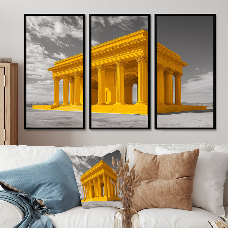 «Yellow Grey Stone» Lincoln Monument Monument - ensemble de reproductions d'art mural, H 28 po x l 36 po x P 1 po