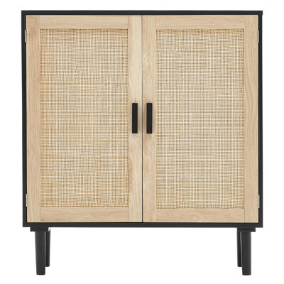 Armoire en rotin, armoire de rangement en rotin 31,5 pouces avec 2 portes magnétiques et tablettes réglables, armoire buffet pour le couloir, l'entrée, le salon ou la cuisine